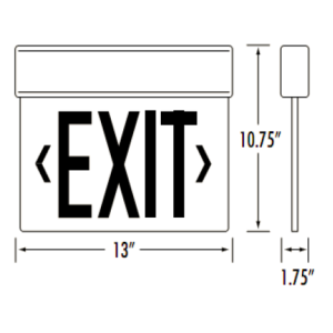 Edge Lit LED Exit Sign, Black Housing, (2) Faces Red Letters