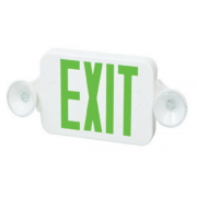 Low Profile, LED Combo Exit/Emergency , Black Housing, Green Letters