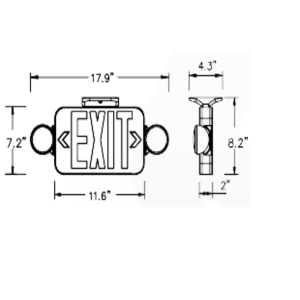 Low Profile, LED Combo Exit/Emergency , Black Housing, Red Letters