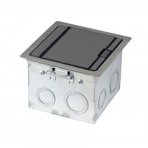 Round Soft Pop-up Floor Box Assembly With 4.0A USB Charger Stainless Steel