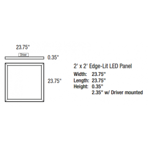 2'x2' Recessed LED Panel, 40W LED Module, 120-277V, 0-10V Dimming