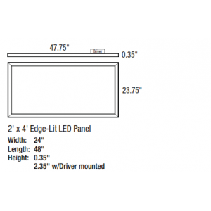 1'x4' Recessed LED Panel, 40W LED Module, 120-277V, 0-10V Dimming